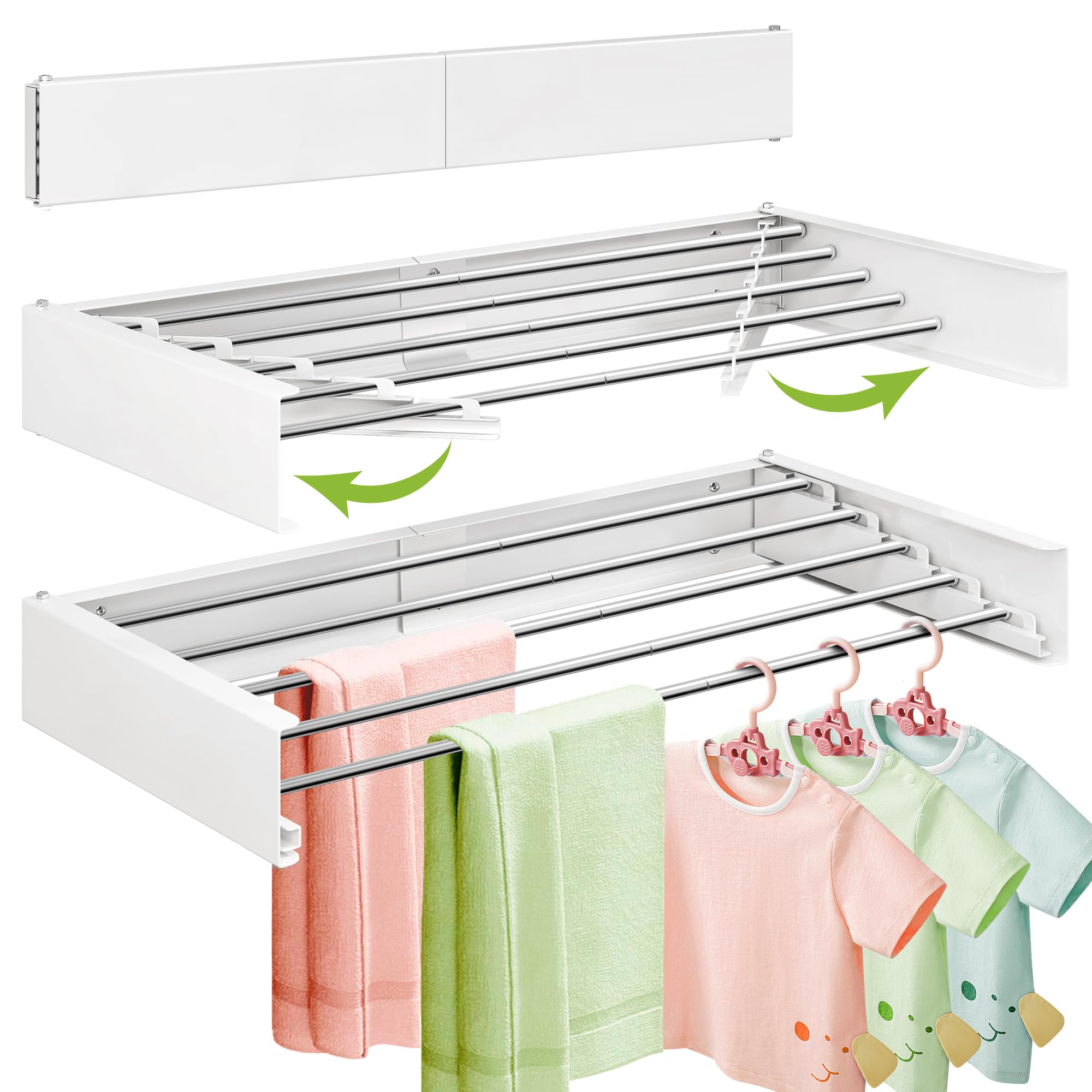 Wall Mounted Drying Rack 32 inches Foldbale Clothes Drying Rack Laundry Drying Rack Wall Mount Drying Rack Clothing