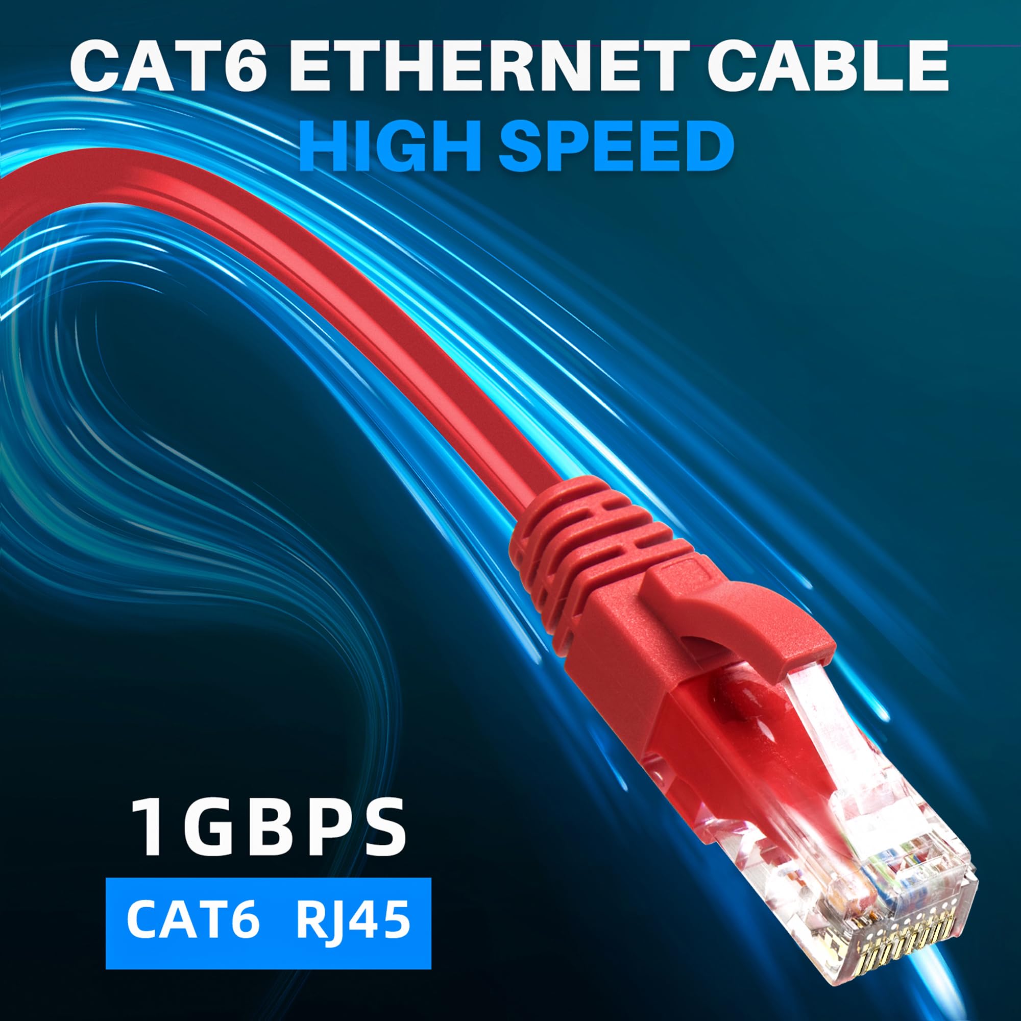Adoreen Câble Ethernet Cat 6 de 76,2 m - Rouge - Câble Internet haut débit (6 couleurs au choix) - Prend en charge POE Gigabit Cat6 Cat 5e Cat 5 - Long câble réseau flexible RJ45 + 15 attaches