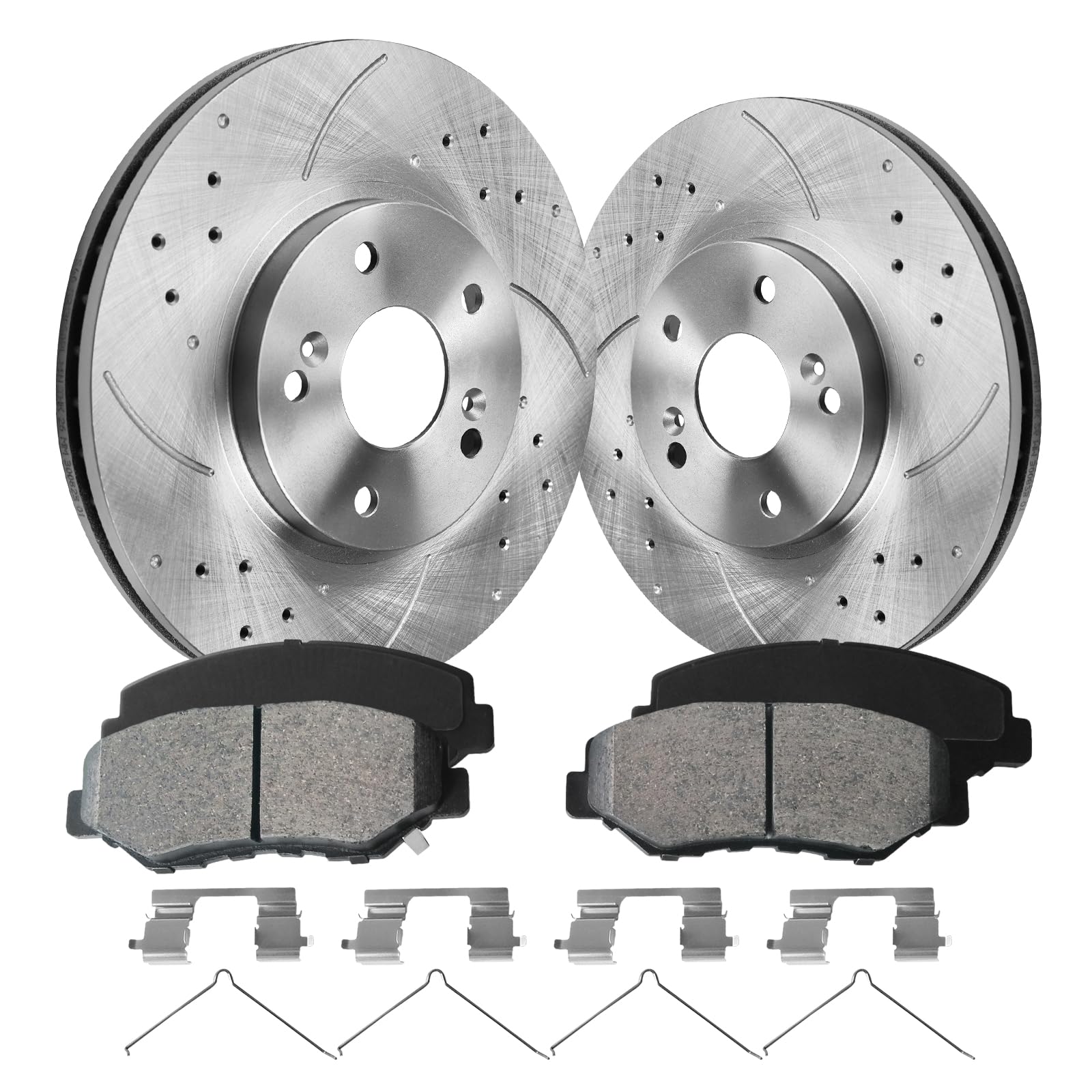 funire Front Brake Pads And Rotors Kit Compatible With 2003-2008 Honda Pilot, 31275 D914-7795 Automotive Replacement Brake Kits Anti-rust Oil Drilled And Slotted Rotors 300mm(11.8in)