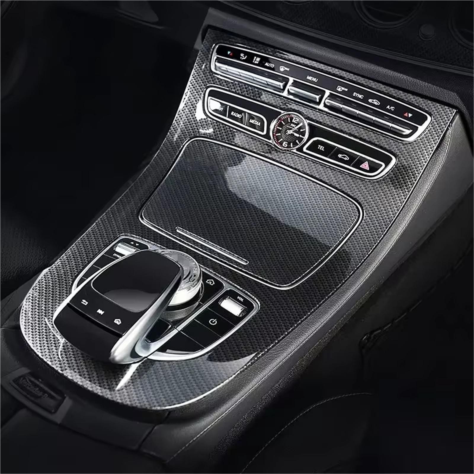 Cambio Pannello Telaio Copertura Pannell Per Benz Per Classe E Per W213 2016-2018 Console Pannello Copertura Cambio Fibra Carbonio Colore Finiture Interni Accessori Auto(Carbon Black)