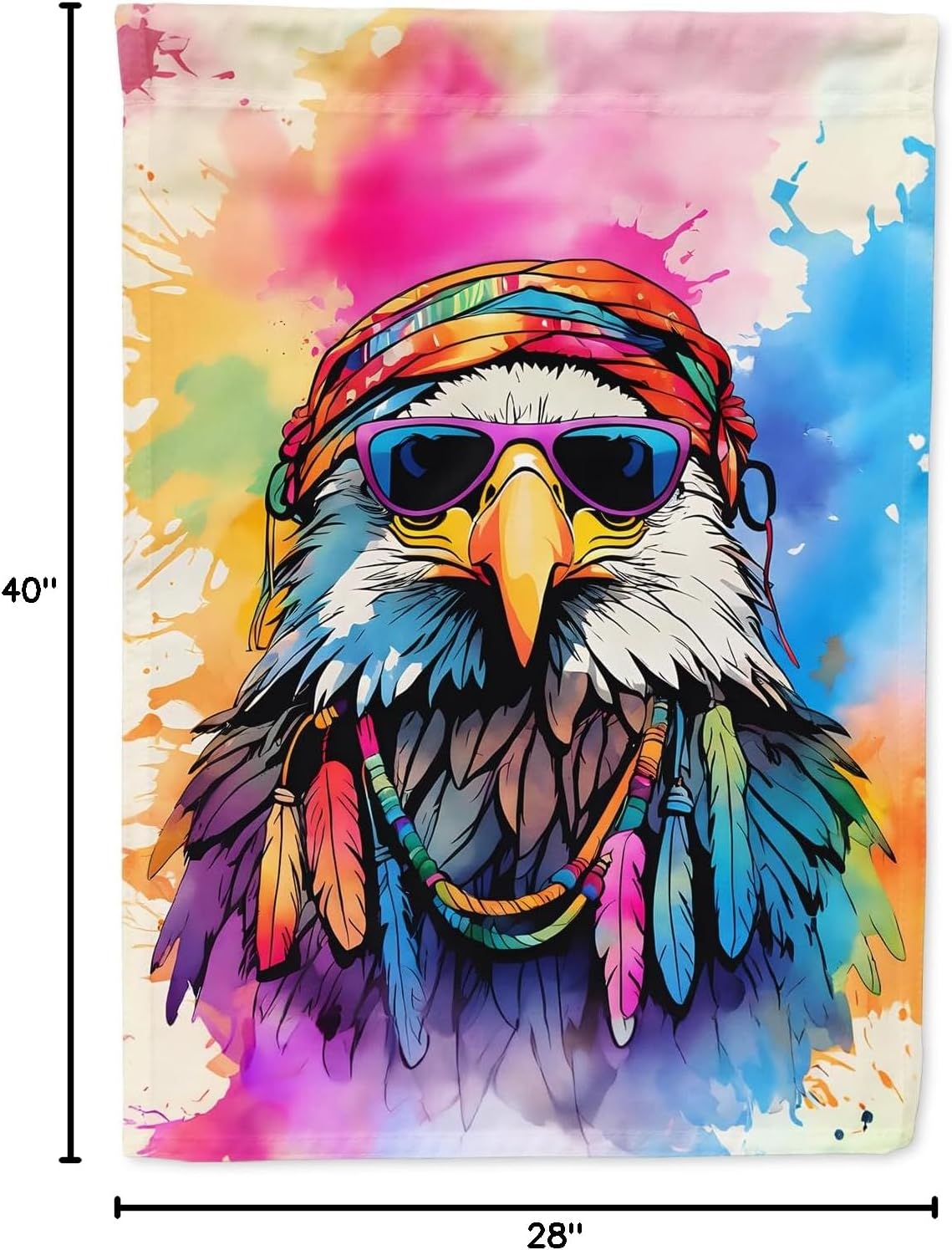 Caroline's Treasures Hippie Animal Eagle House Flag Large Porch Sleeve Pole Decorative Outside Yard Banner Artwork Wall Hanging, Polyester, House Size, Multicolor