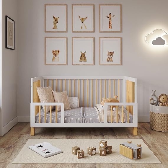 Love For Sleep Lit Bébé Transformable Alex en Pin Massif avec Barrière de Sécurité (140 x 70 cm)
