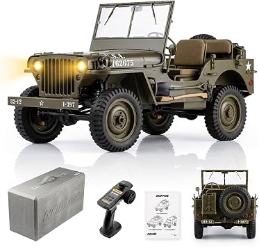 Fms 1/6 1941 MB Scaler RC mini Jeep RC Truck MB Scaler 4x4 Hobby Grade Brushed RC Rock Crawler RC Army Military Truck for Adults,RS (1/6)