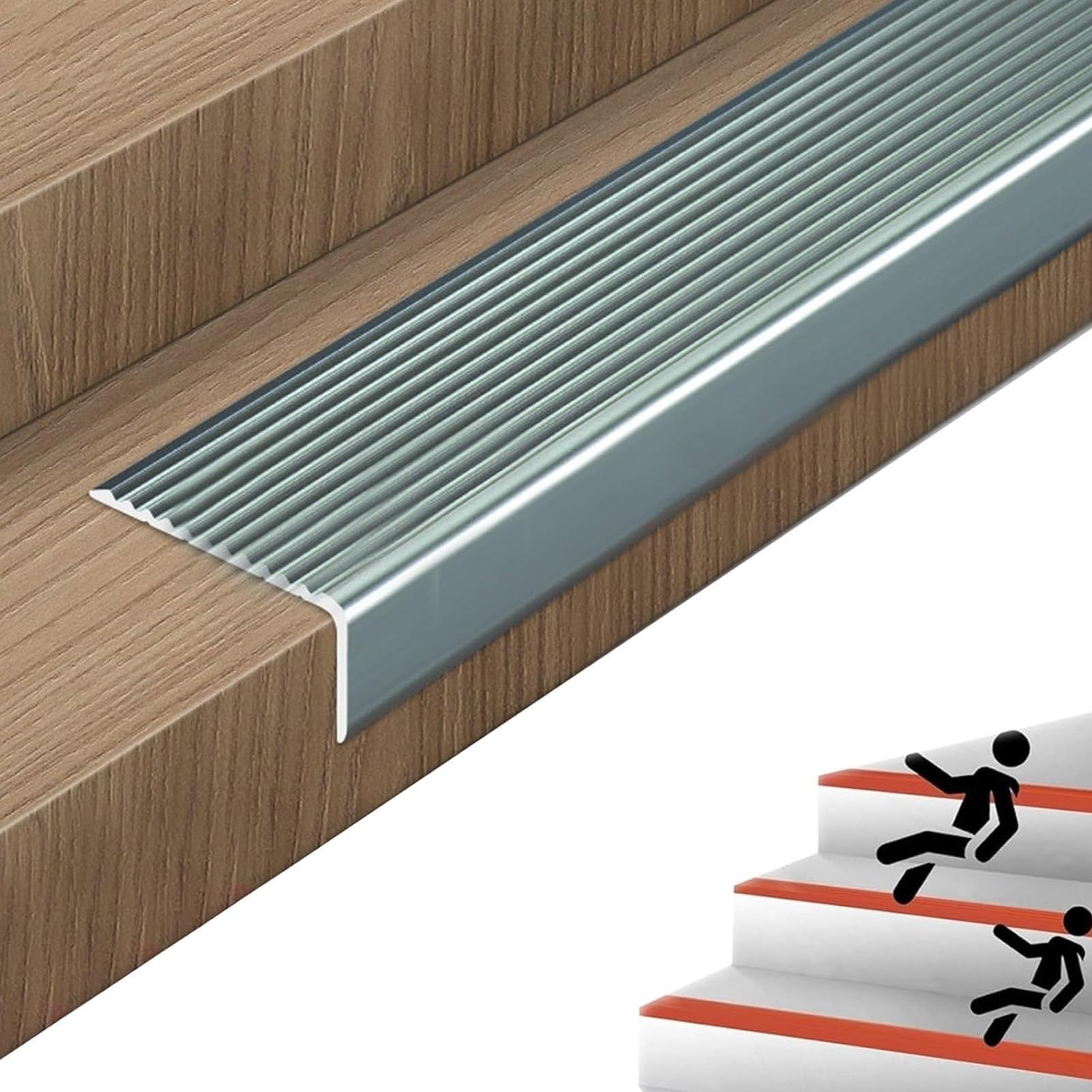 Nez de marche antidérapant alu pour rénover et sécuriser l'escalier extérieur de la maison