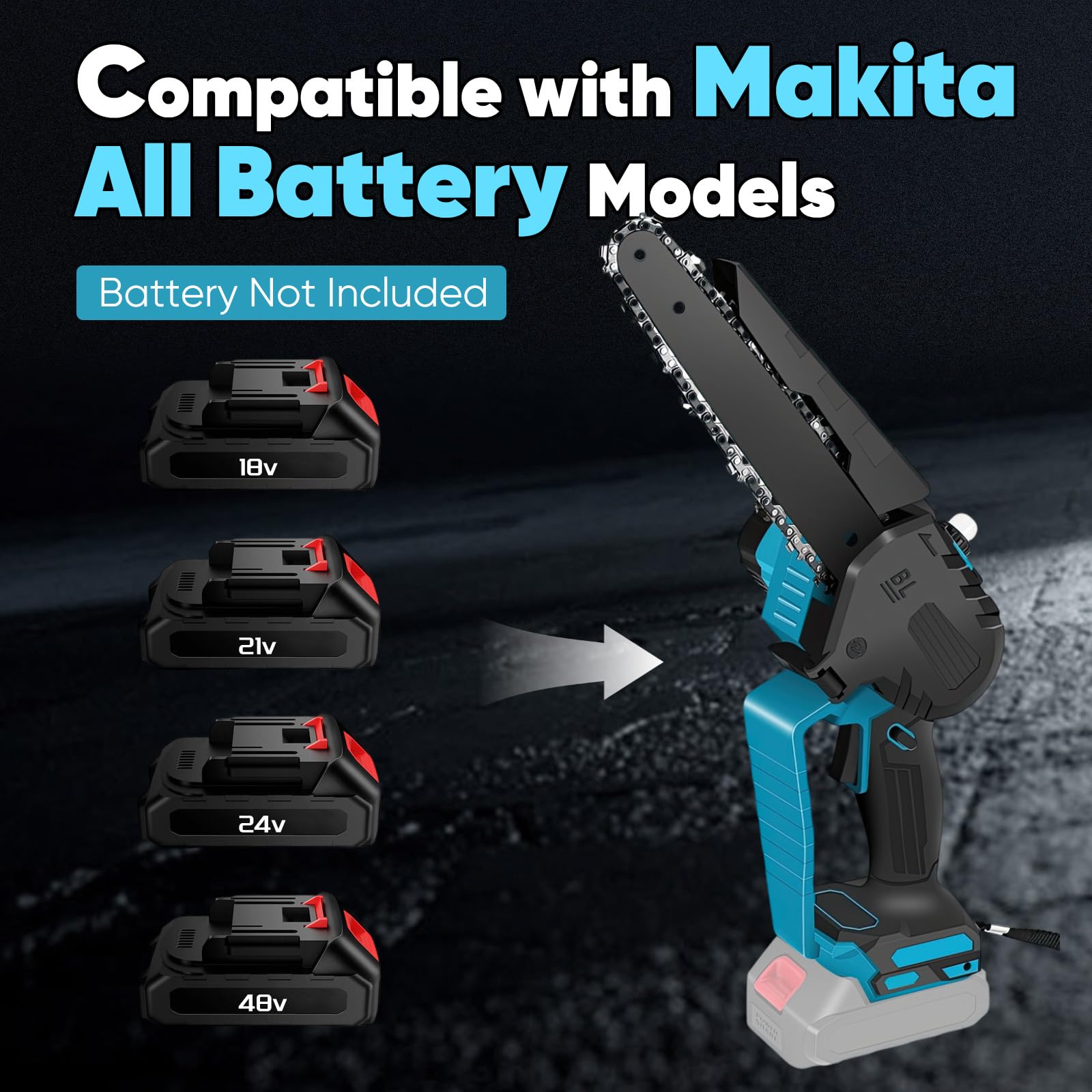 Mini Motosierra Bateria de 8 Pulgadas, Motosierra Sin Escobillas de 2000W, Motosierra Inalámbrica Portátil, Compatible con Makita Batería, Motosierra de Mano Para Podar Árboles de Jardín, Cortar