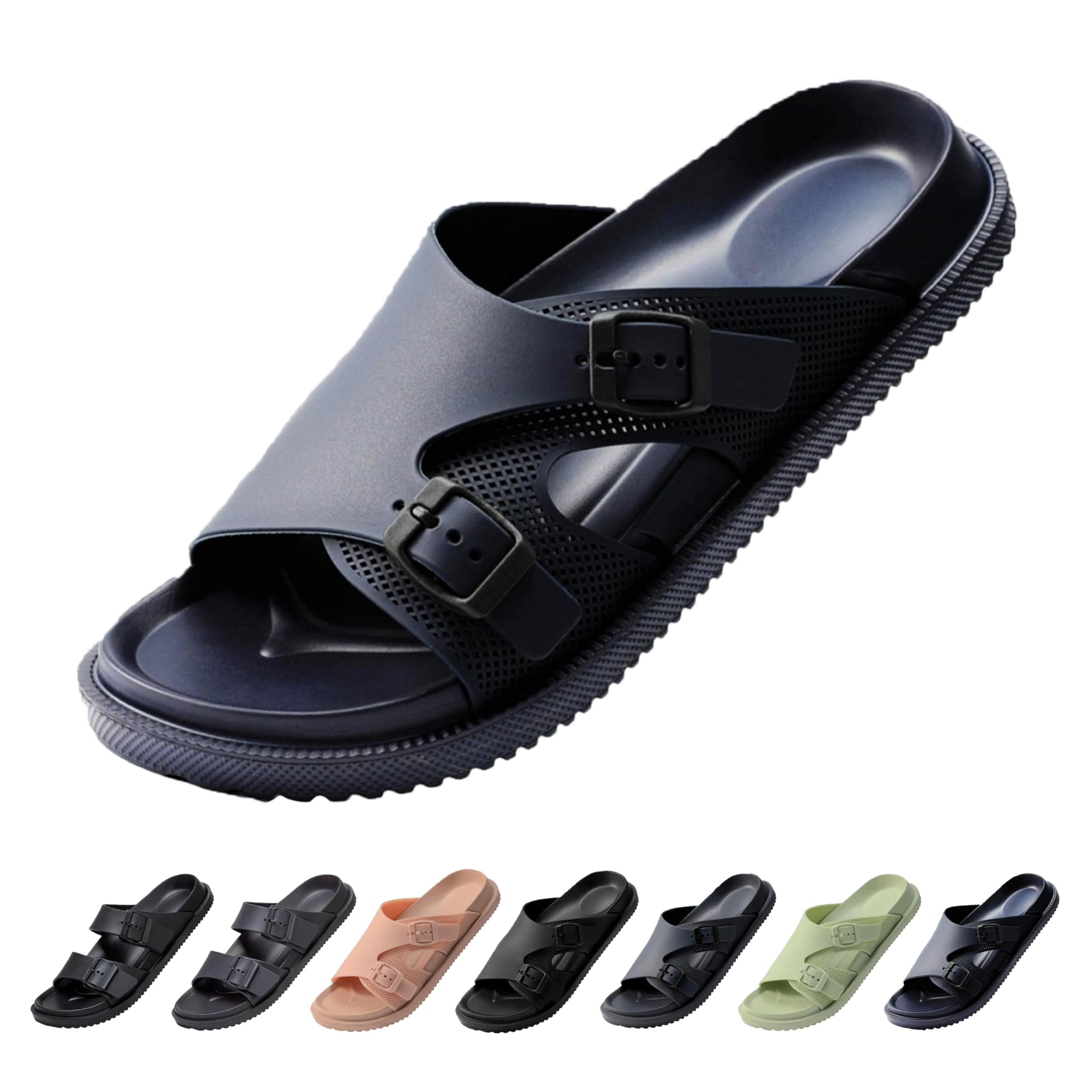 VEXITO Chanclas Unisex Hebilla Playa Piscina Sandalias Hombre Verano Goma EVA Ajustables Talla 35-45