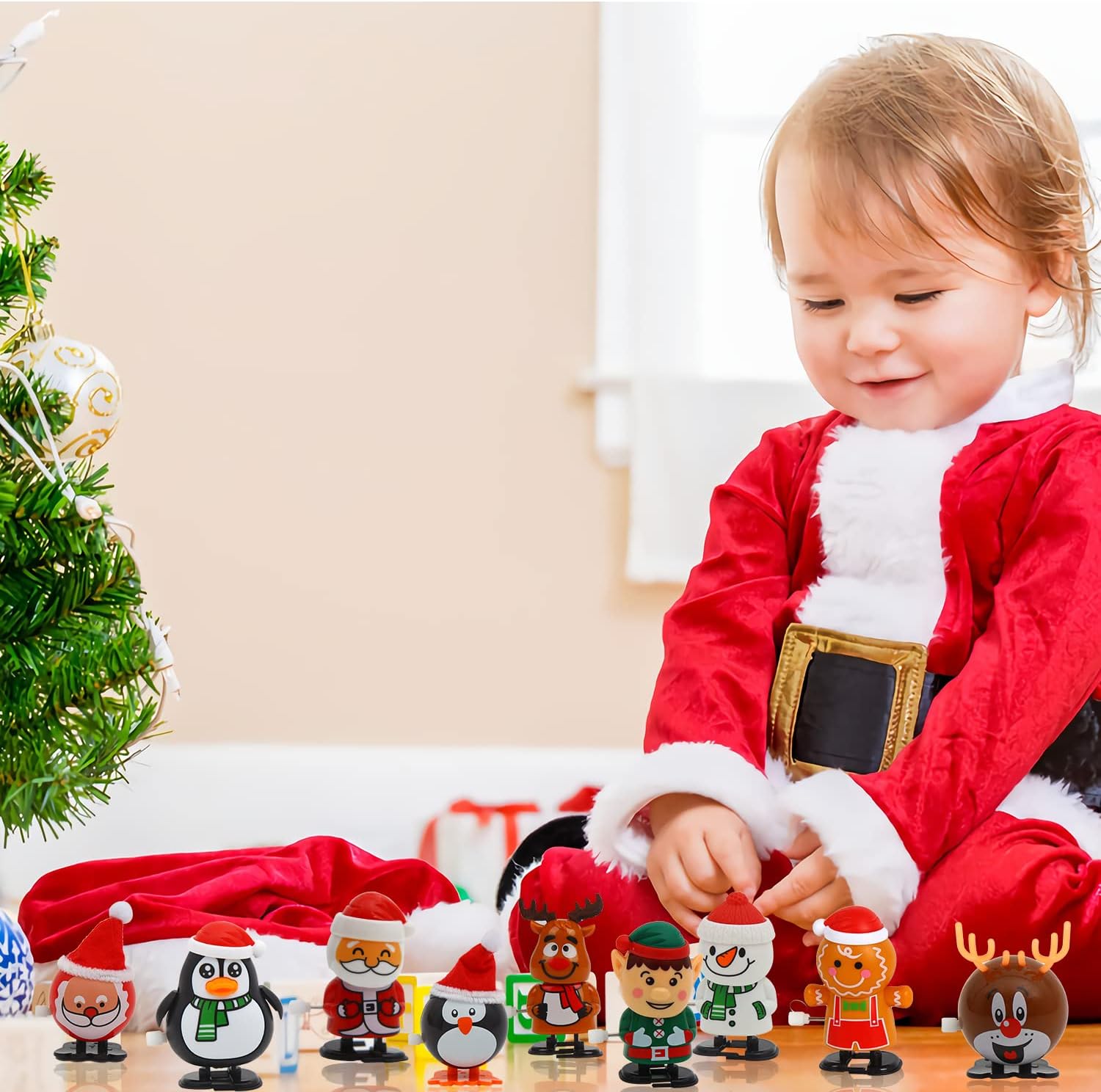 CCINEE 12 Packs Christmas Wind Up Toys Assorted Clockwork Toys Stocking Stuffers for Christmas Party Goody Bag Filler