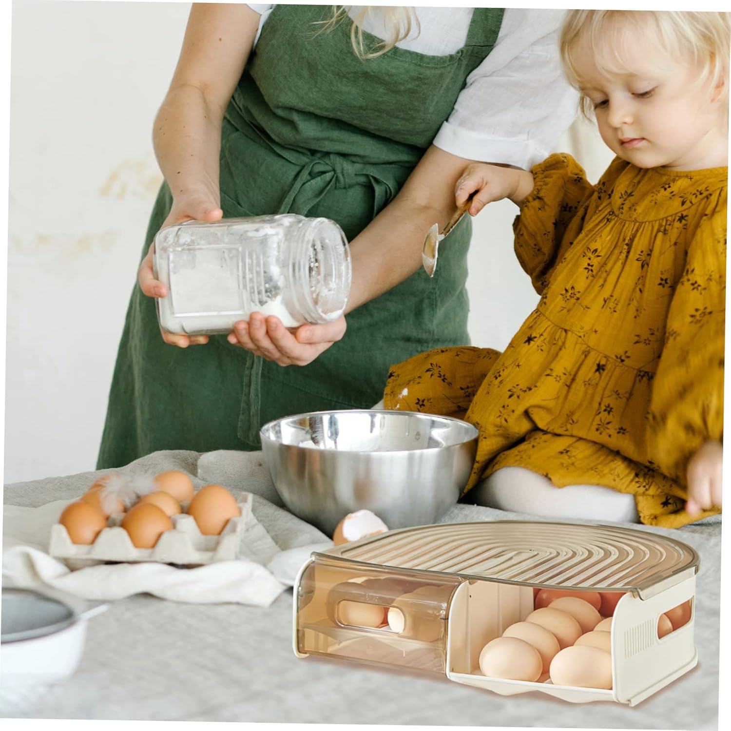 2pcs Egg Carton Reusable Egg Organizer Containers for Food Clamps Tubular Food Dispenser Toilet Door Lock Auto Rolling Egg Container Fridge Bins Storage Box Plastic Devilò (As Shown 1)