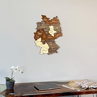 Colorfull Worlds Multilayered Wooden 3D Germany Wall Art, Gift for German Friend, Deutschland Wooden Wall Decor, Wall Art For Home & Kitchen or Office (Mixed, 90x68 cm | 35.4x26.8 inches)