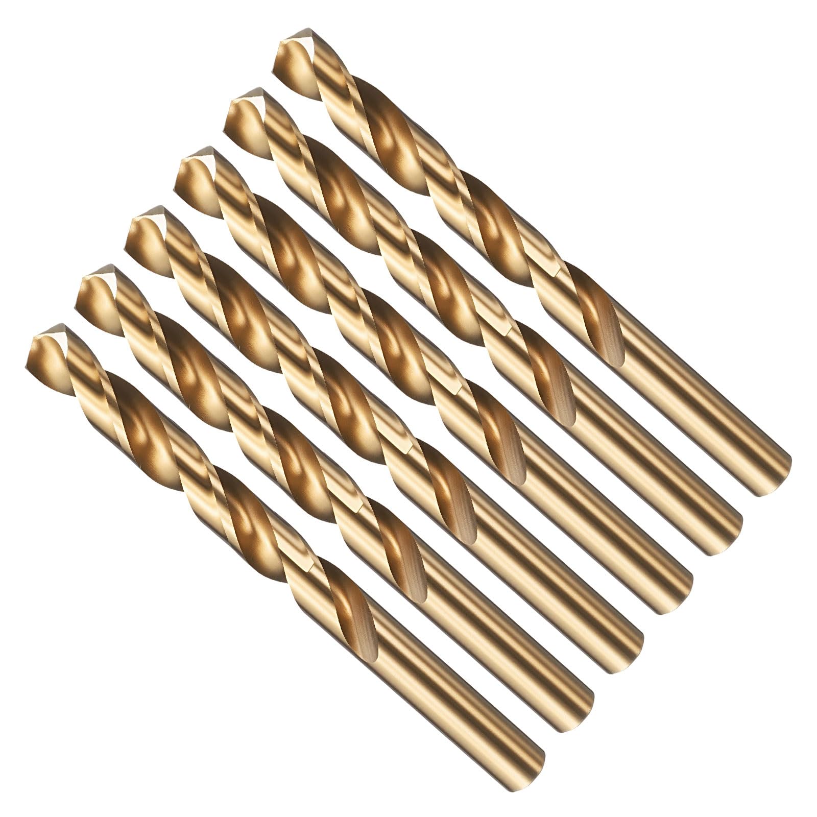 METALLIXITY 12.3mm Drill Bit (31/64") 6pcs, 4241 High-Speed Steel Straight Shank Gold Finish 118ยฐ for Wood Plastic Iron Copper Aluminum Low Soft Metal