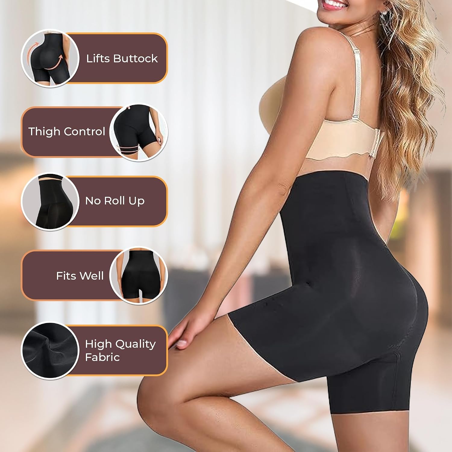 Malco Modes Shapewear for Women, High Waisted Shapewear, Tummy Control (Black, XL)