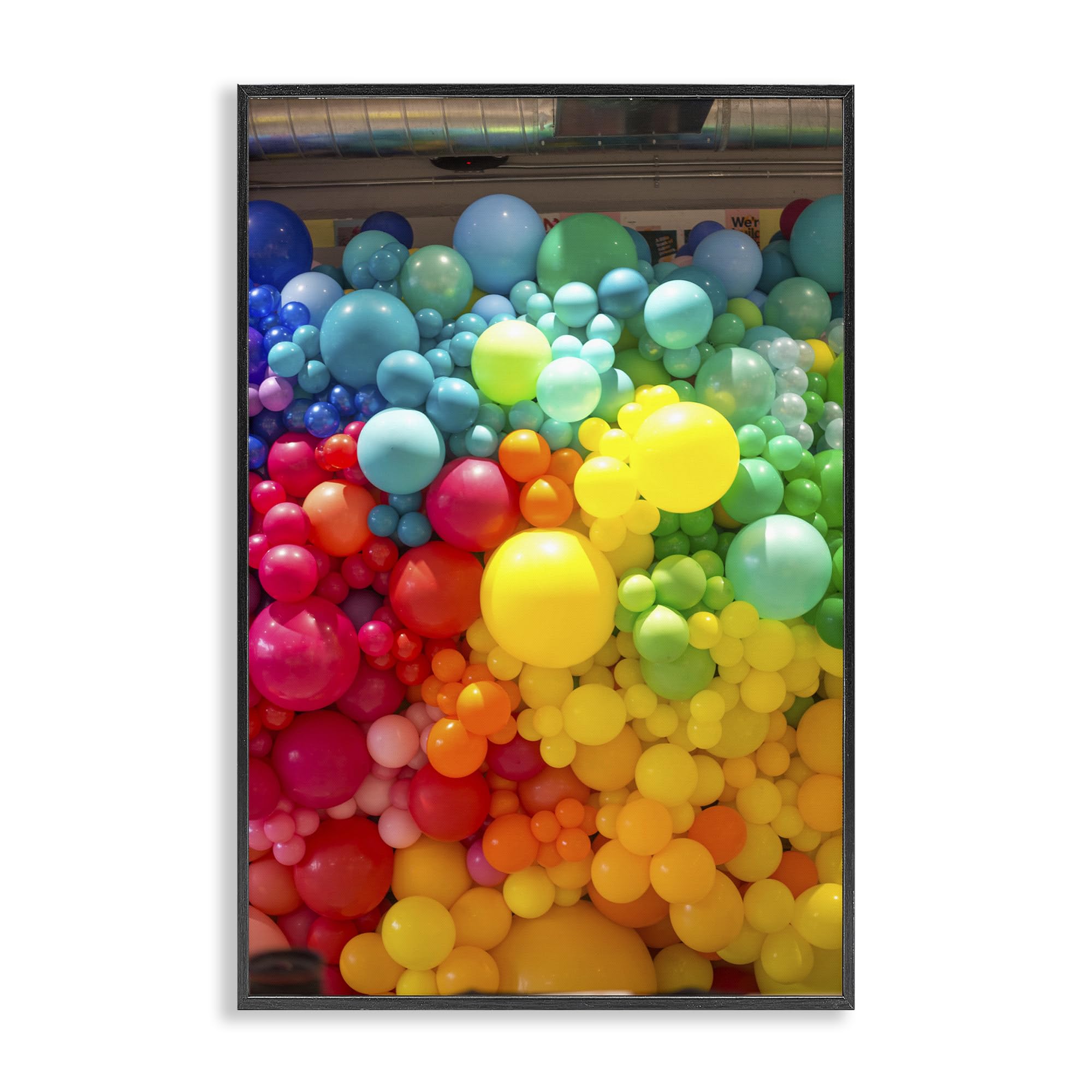 Stupell Industries Midnight Black (Textured) Colorful Balloons Celebration, 16 X 24 Inch Framed Giclée Print