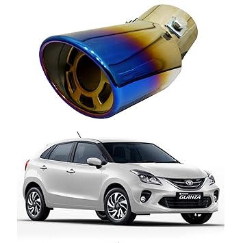 Oshotto Stainless Steel SS-008 Car Exhaust Muffler Silencer Cover Compatible with Toyota Glanza (Multicolor)