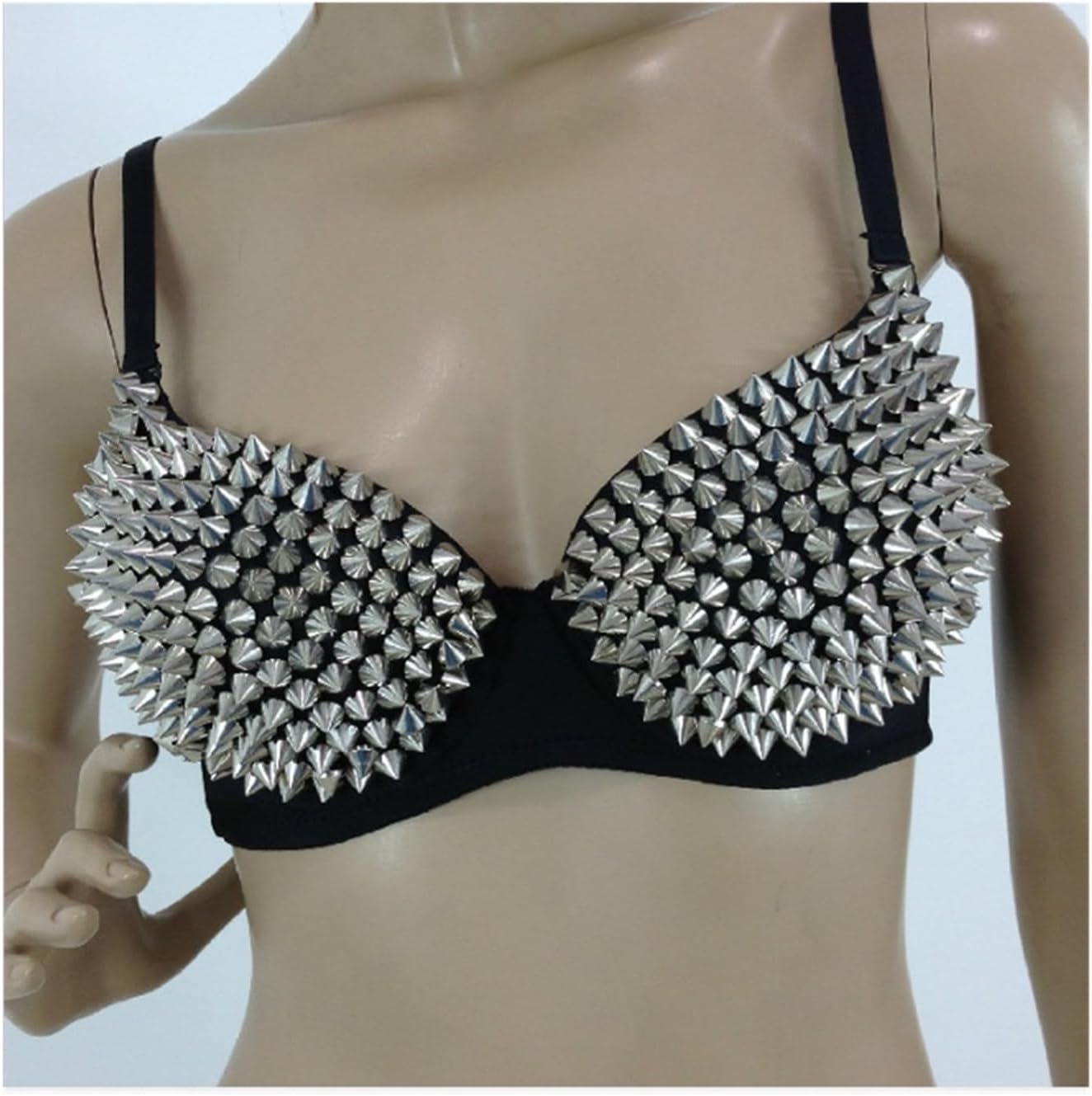 Sexy Bras Women Party New All-Over Spike Rivet Metallic Punk Dance Push Up Bra Nightclub Costumes Bras Bralette(Purple,Medium)