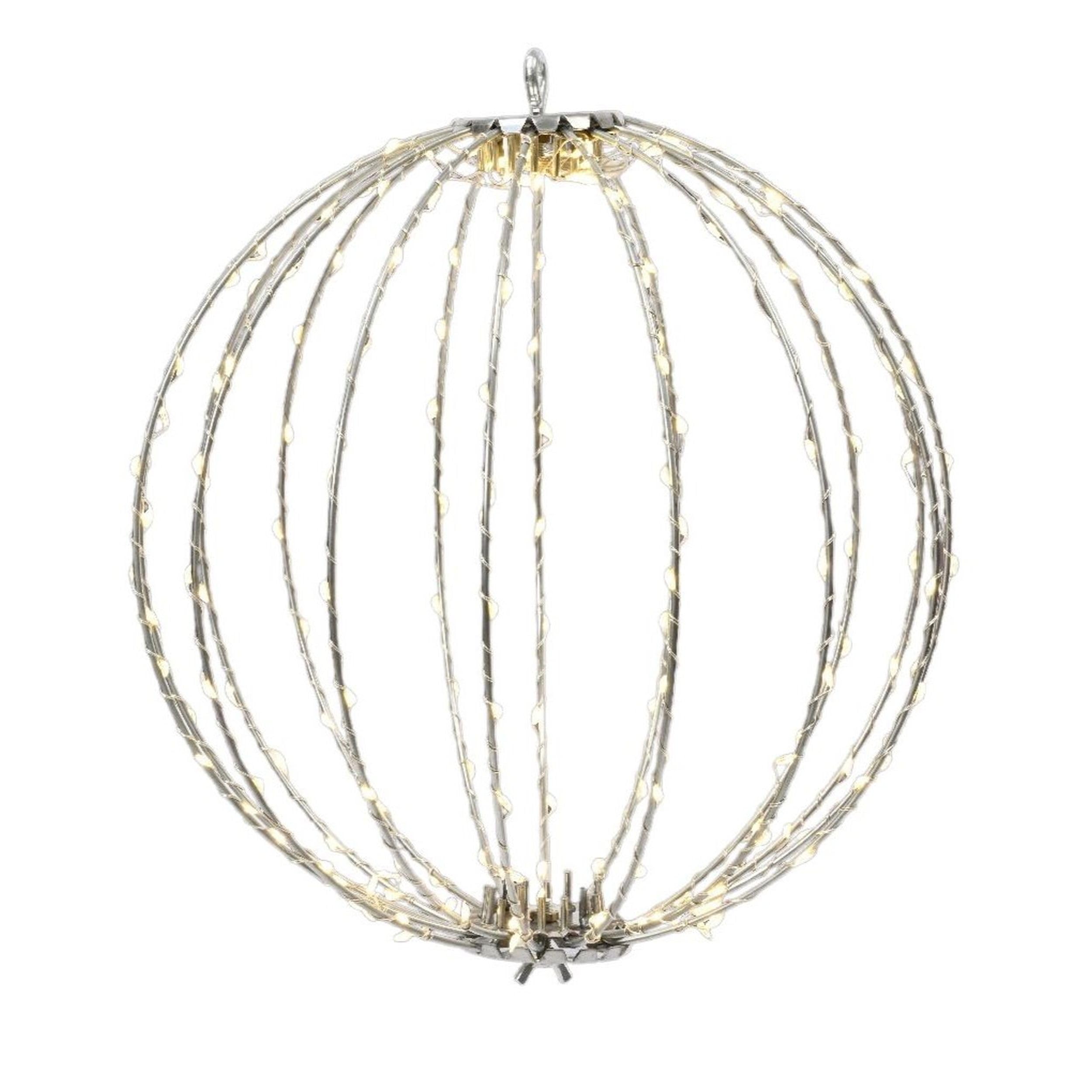 Kaemingk Silver Christmas Metal Light Ball - Warm White Led - 38Cm - Indoor/Outdoor - Timer - Frame