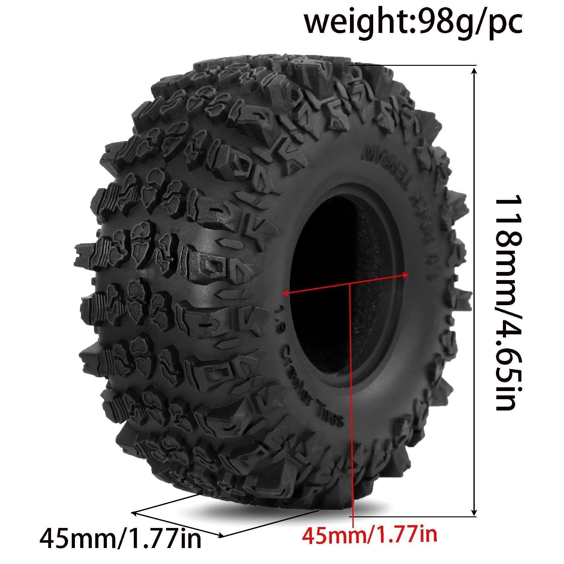 4 szt. 118 mm 1.9" miękka gumowa opona koła do 1/10 RC Crawler Auto for Axiale SCX10 Pro Capra Traxxas TRX4 RC4WD D90 Redcat
