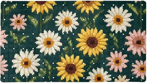 Miniatura 16 de Tapete de baño y ducha, antideslizante con agujeros de drenaje y ventosas para suelo de baño, 15.1 x 26.8 pulgadas (estilo de dibujos animados de