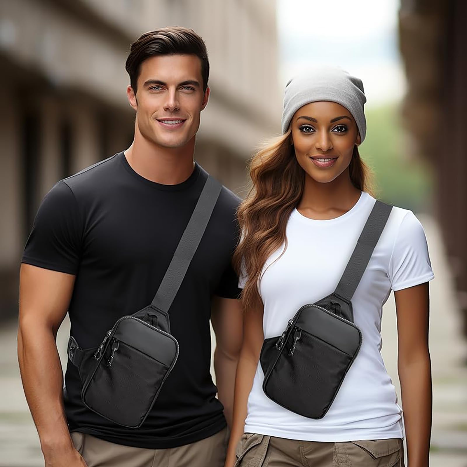 Bolsa Bandolera Hombre,Bolsa Pecho Hombre Pequeña,Mini Mochila Cruzada Hombro,Mini Impermeable Bolsa, Pecho Ligera Bandolera Mochila para Viajar,Correr,Ciclismo
