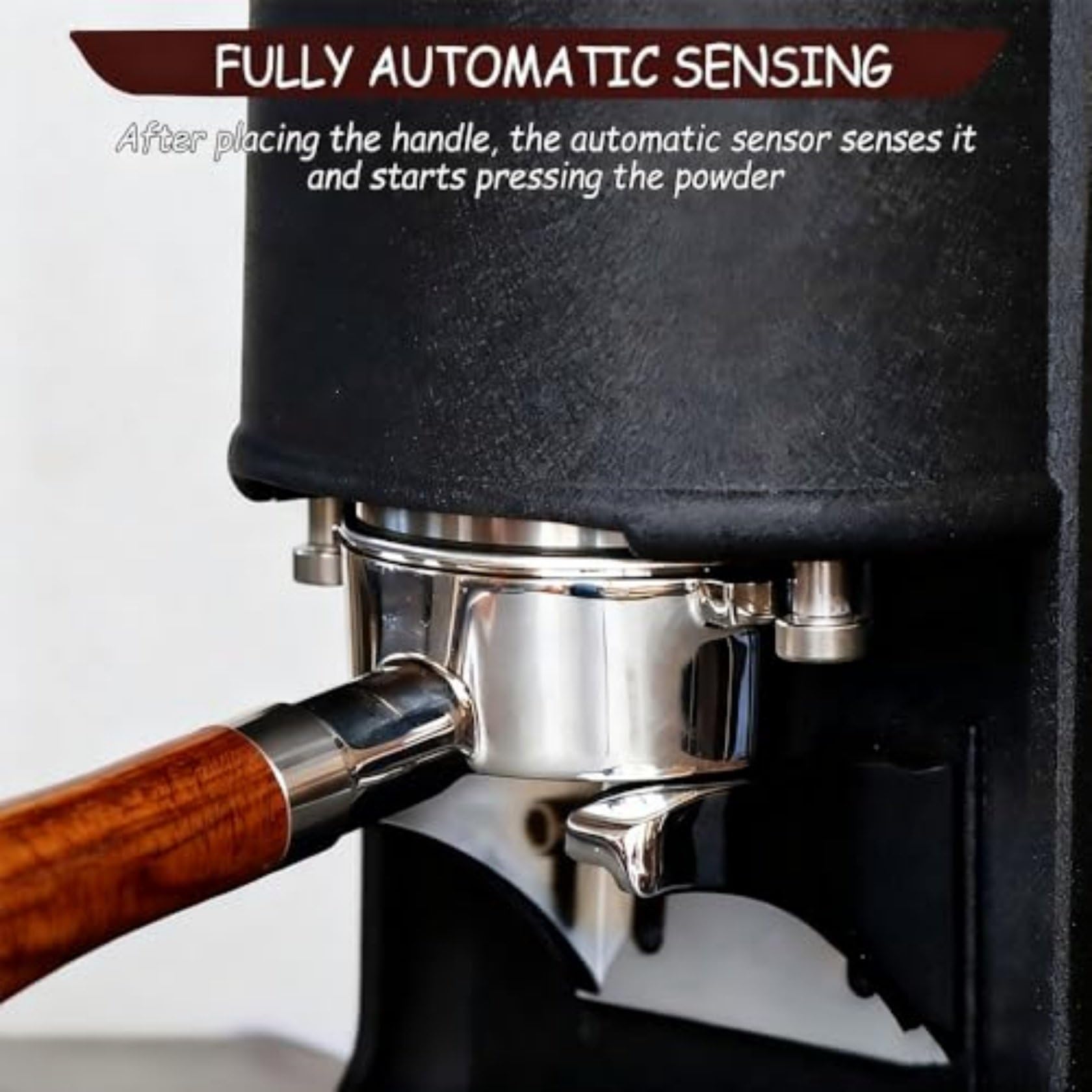 Pressino automatico per caffè elettrico con pressione regolabile e supporto di sollevamento