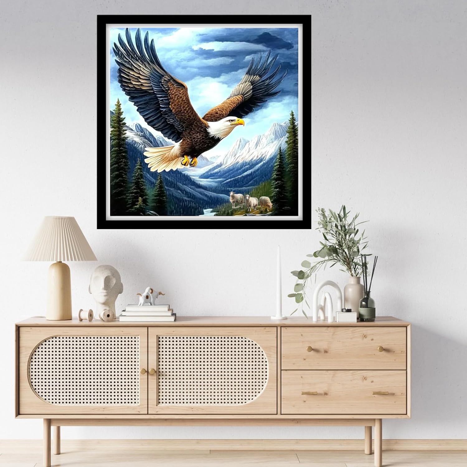 Fanxvivy Counted Cross Stitch Kits for Adults 11CT Unprinted Cross-Stitch Patterns Embroidery Kits Easy Cross Stitching Needlepoint Kits-The Eagle Spreading its Wings Flying 18x18 inch