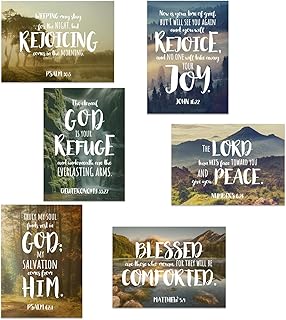 Beautiful Scenery Sympathy Card Pack / 24 Comforting Bible Verse Cards And Envelopes / 6 Serene Religious Condolence Card Designs / 4 5/8" x 6 1/4" Christian Nature Note Cards