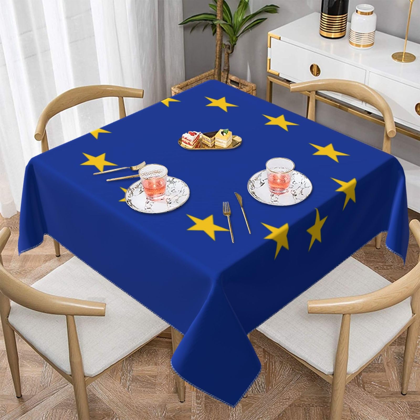 Nappe en tissu de qualité supérieure EU Flag effet peau de pêche toucher doux