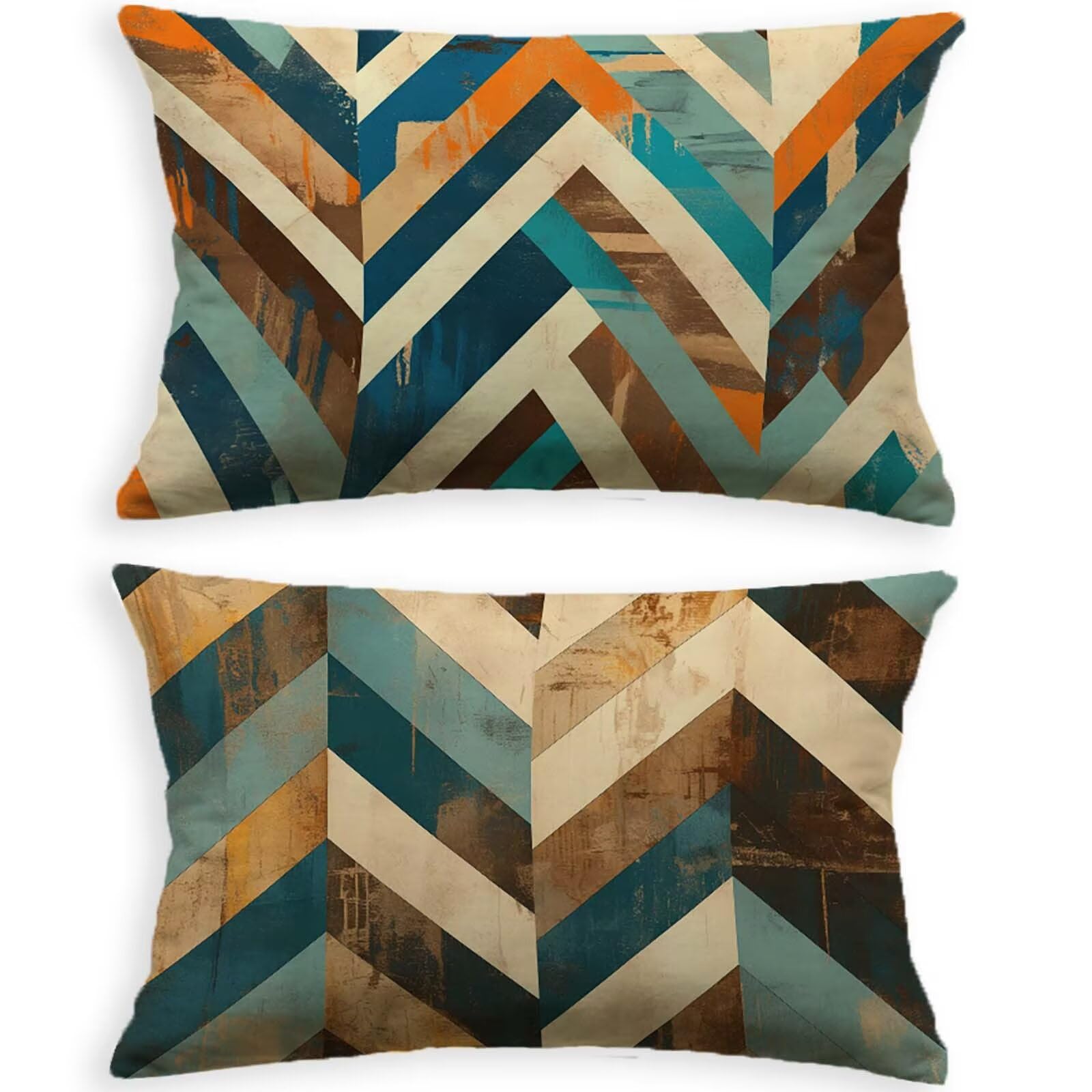 Housses de coussin extérieur lin 70x90cm lot de 2 déperlantes style nordique L-P101