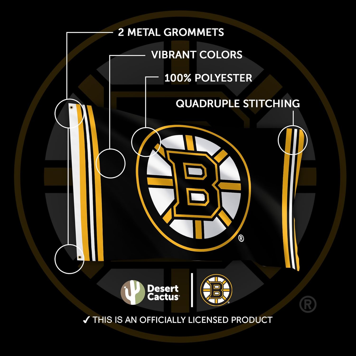 Desert Cactus Boston Bruins Flag NHL 100% Polyester Indoor Outdoor 3x5 feet National Hockey League Team Flags (Flag A) - Image 4