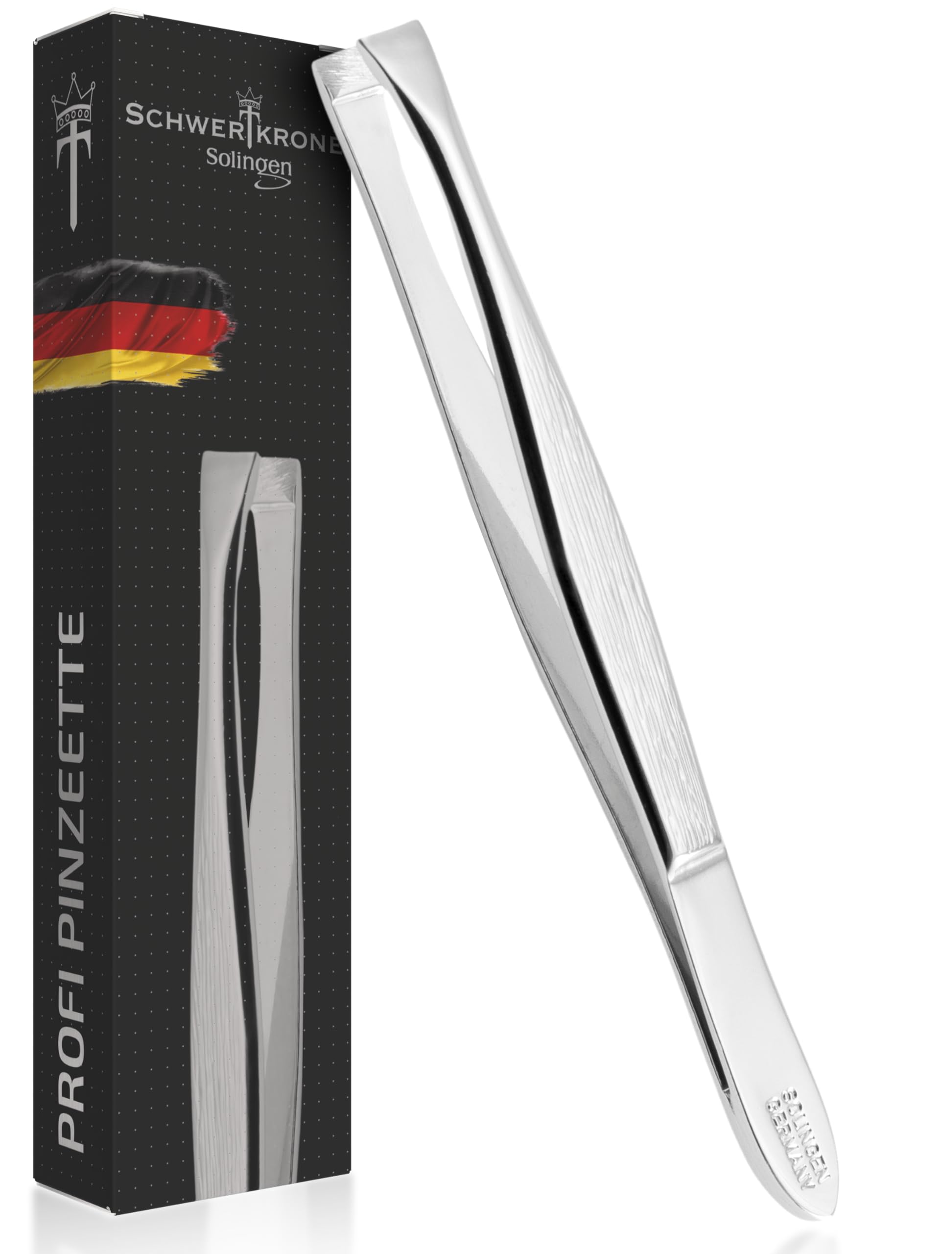 Schwertkrone Profi Solingen - Pinzas para depilar cejas (8 cm, rectas)