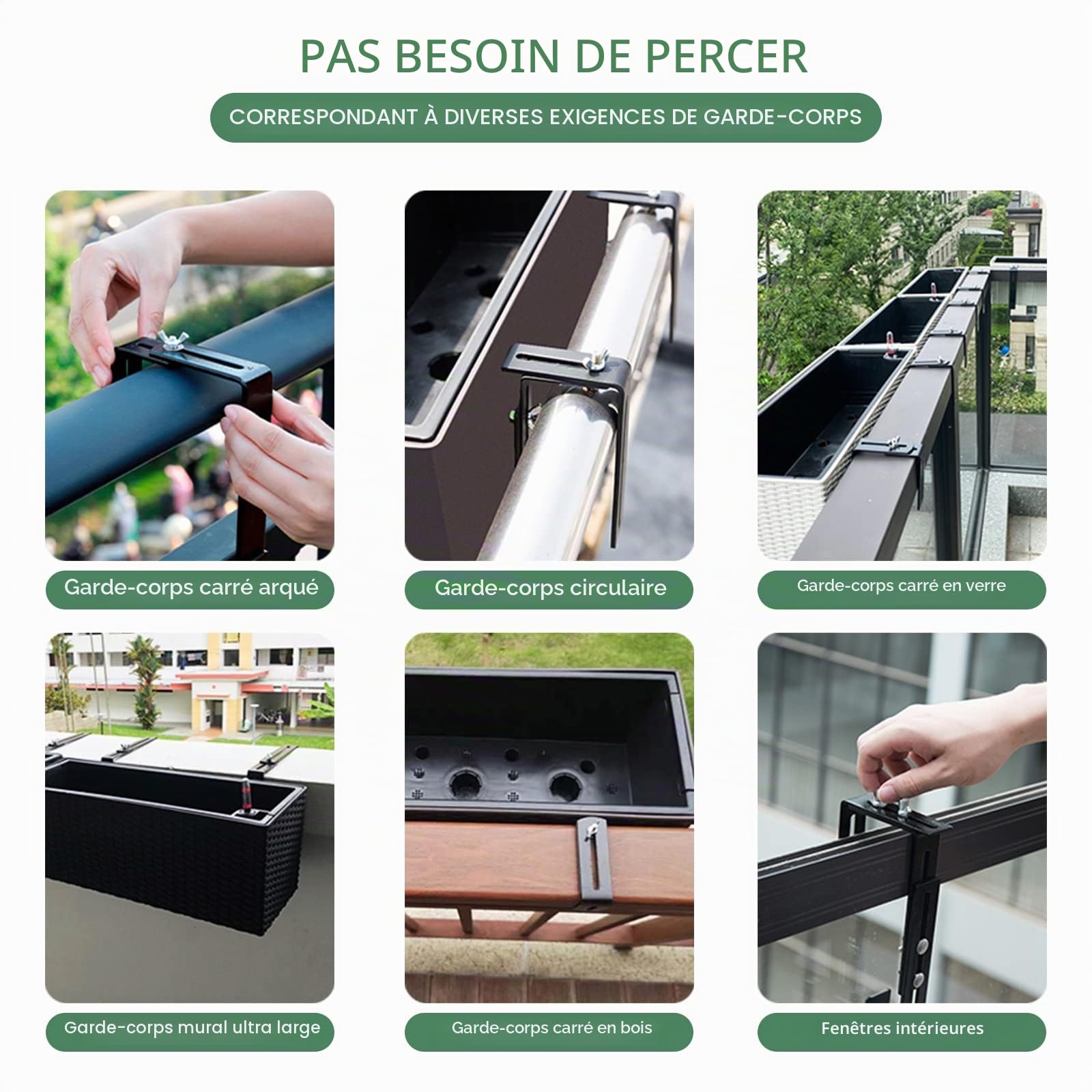 Support de jardinière réglable pour jardinière - Pour terrasse, jardin, clôture, pergola, balcon