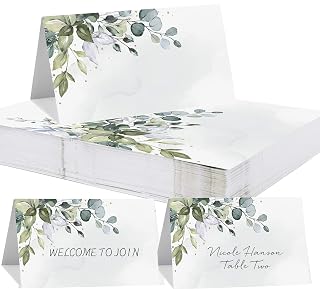 BetterJonny 100 Stück Namenskarten zum Beschriften - Hochzeit Tischkarten mit Elegantes Design für Konfirmation, Kommunion, Taufe, Feier (90*100mm)