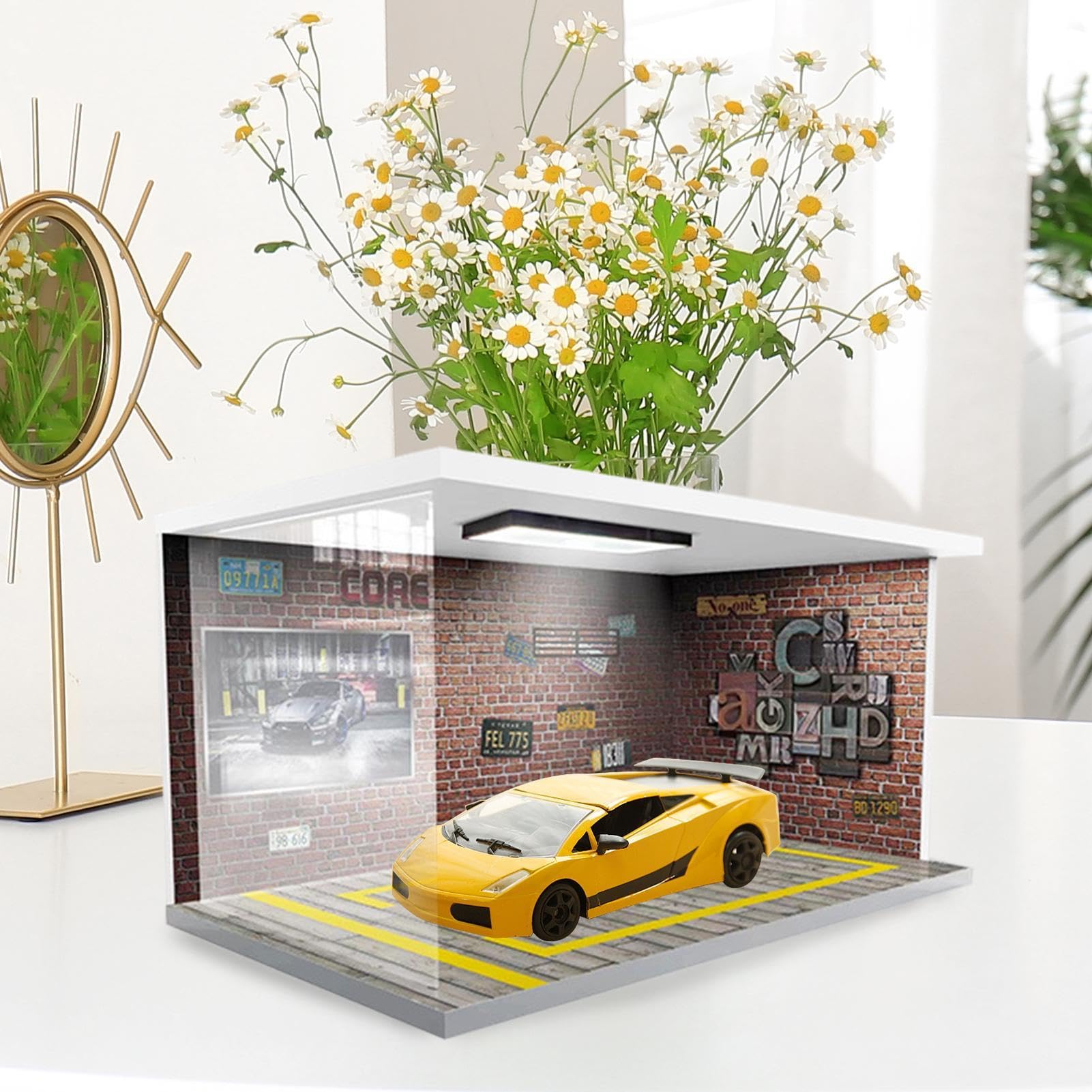 Modellauto Garage 1:24 Mit Beleuchtung - PVC & Acryl Vitrine Für Sammlerautos