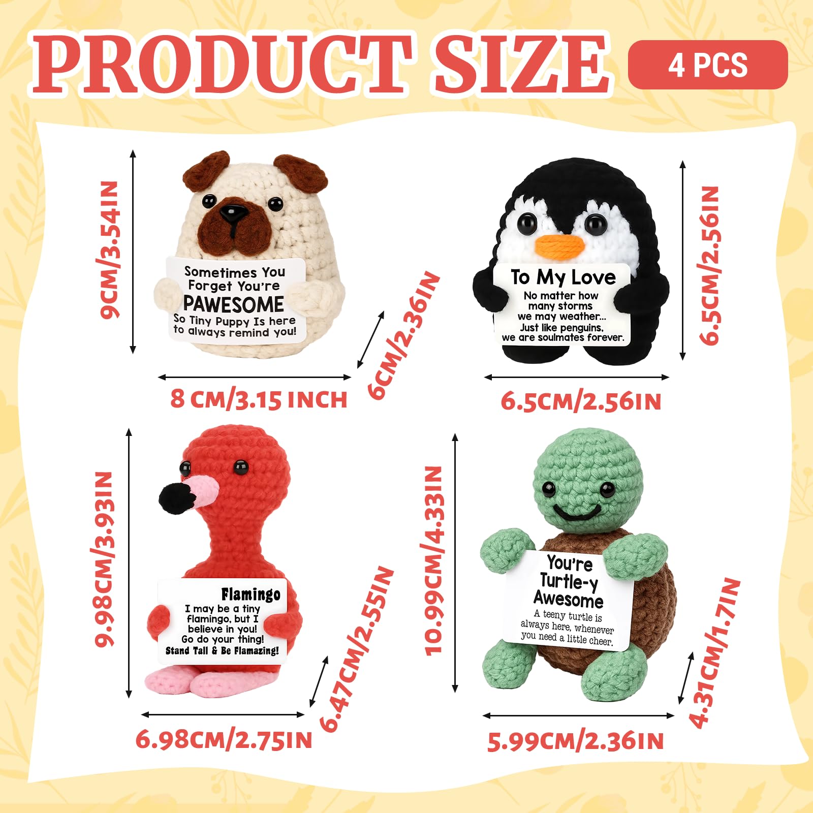ZORVEXLYNX 4PCS Crochet Animals, Feel-Good Gift, Crochet Animals Handmade with Great Material for Desk Decor Car Accessories - Image 2