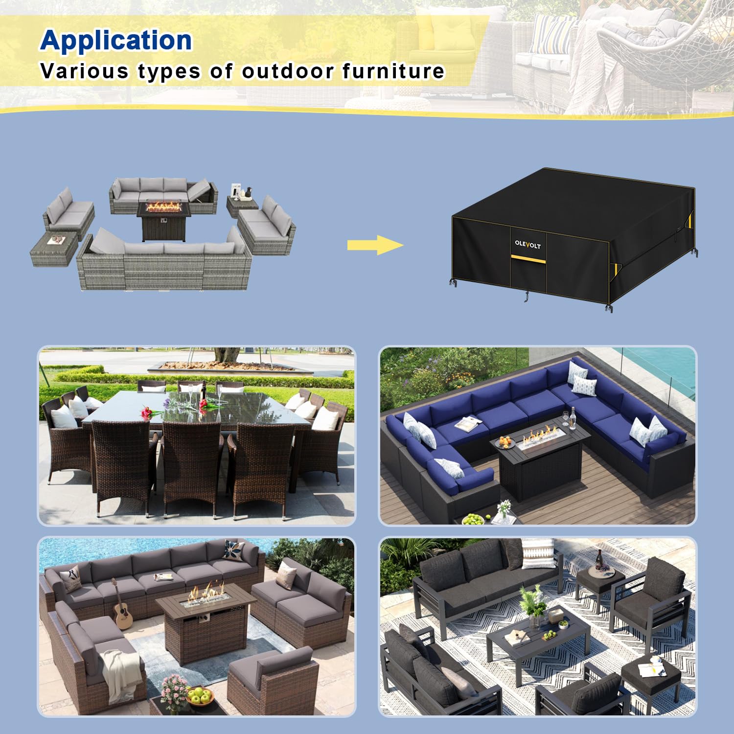 Funda para Muebles de Jardin Exterior Impermeable Funda Mesa Jardin