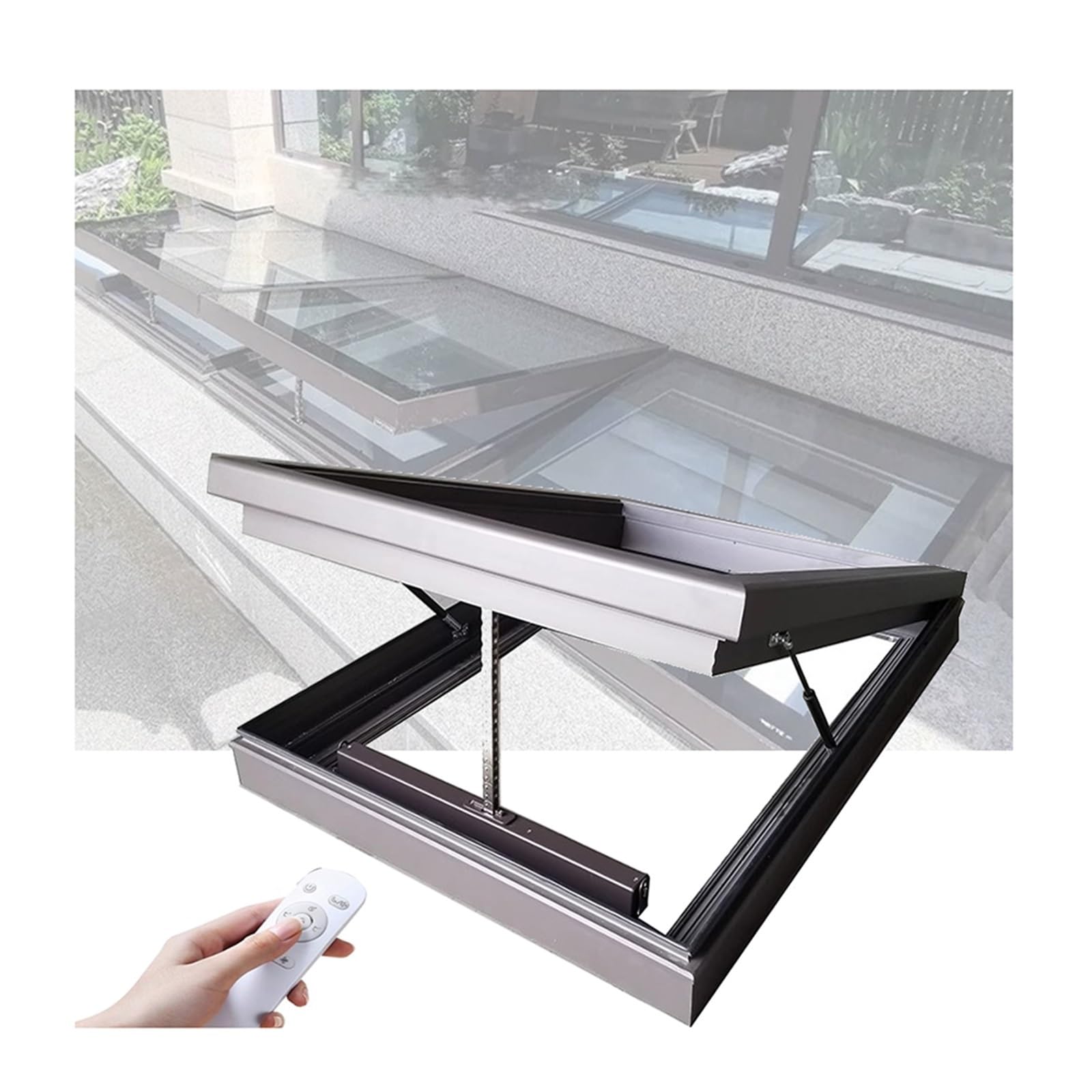 Personalizzabile Finestre Tetto Lucernario, Doppi Uscita D'emergenza Illuminazione Finestra Pozzo, Telaio Alluminio Elettrico Sensore Pioggia Tutto Uno Ventilazione(40x80cm)