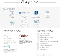 Vista 2 de HP Stream - Computadora portátil HD de 14", Intel Celeron N4000, 4 GB de RAM, 64 GB eMMC, Windows 10 S, azul