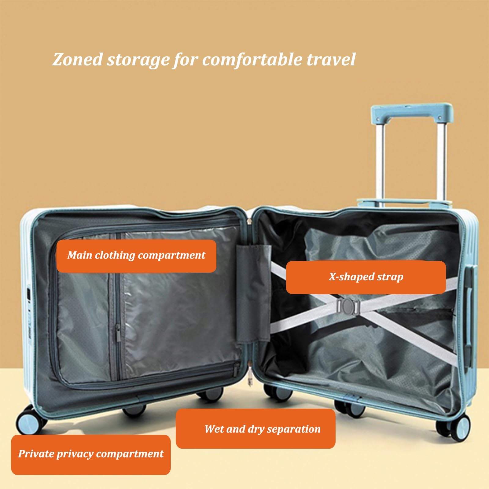 Equipaje de Mano rígido, Maleta de Viaje de 20"/22" con Cerradura de combinación, Gancho y asa de aleación de Aluminio, Maleta con Ruedas ABS(Black,22")