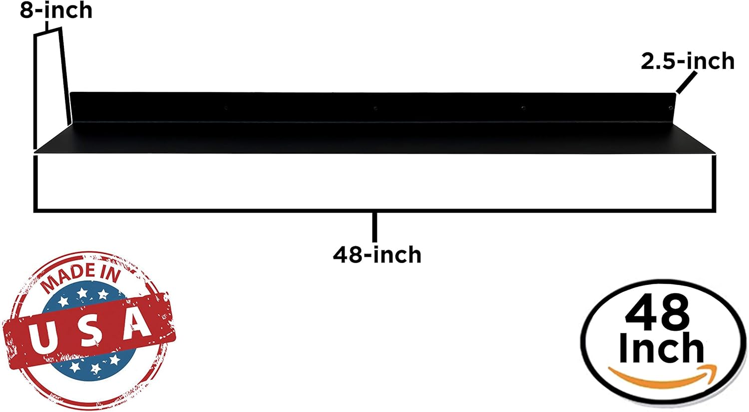 Exclusive Discount 70% Price MADE IN USA by DIY CARTEL - Linear Floating Shelf - Raw Blackened Steel - Industrial Heavy Duty Metal Wall Mounted Modern Farmhouse Rustic Designed Shelf Ledge (48-in X 8-in Powder Coated Matte Black) Product Deal MADE IN USA by DIY CARTEL - Linear Floating Shelf - Raw Blackened Steel - Industrial Heavy Duty Metal Wall Mounted Modern Farmhouse Rustic Designed Shelf Ledge (48-in X 8-in Powder Coated Matte Black)