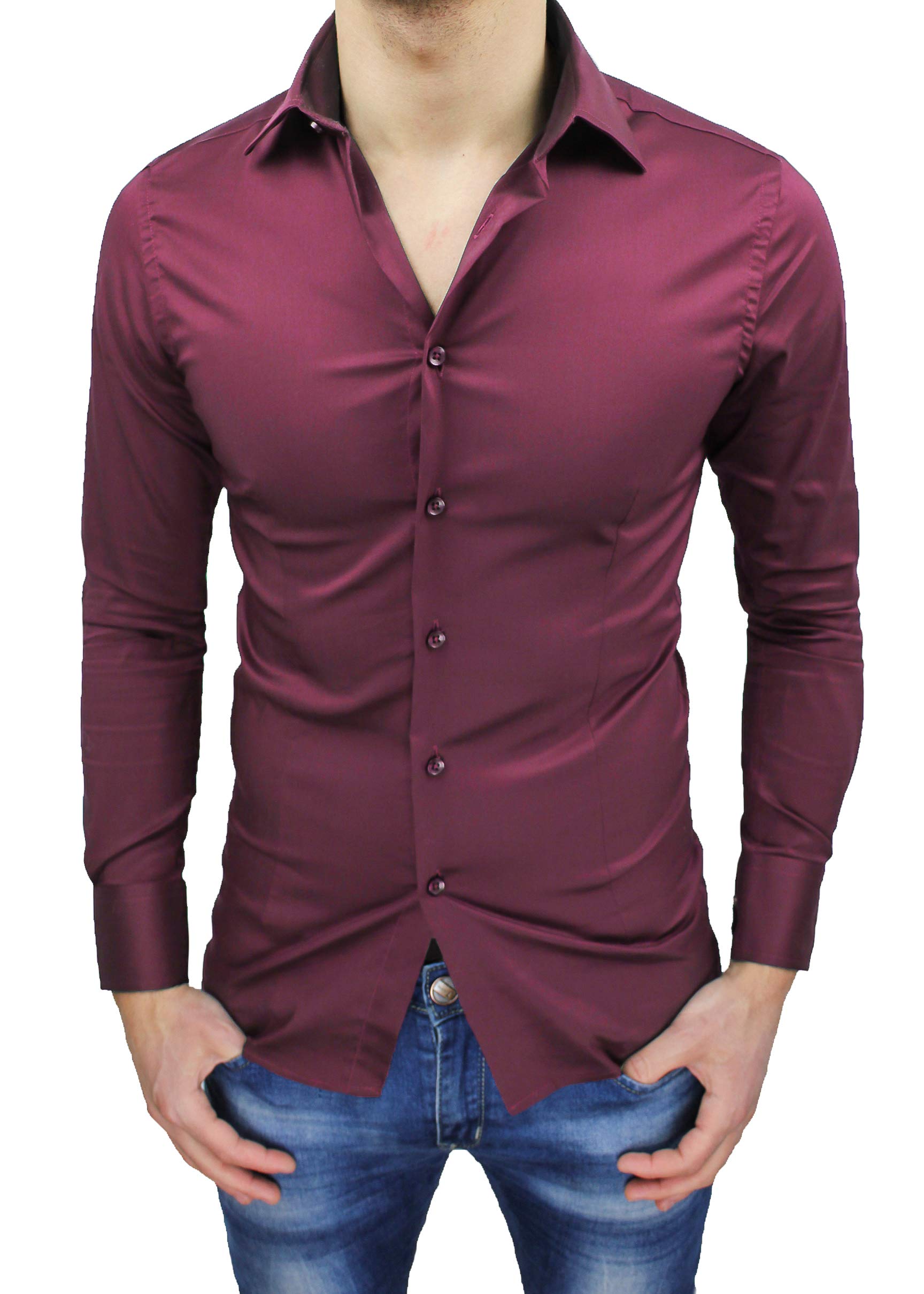 Camicia Uomo Sartoriale Slim Fit Aderente Casual Elegante