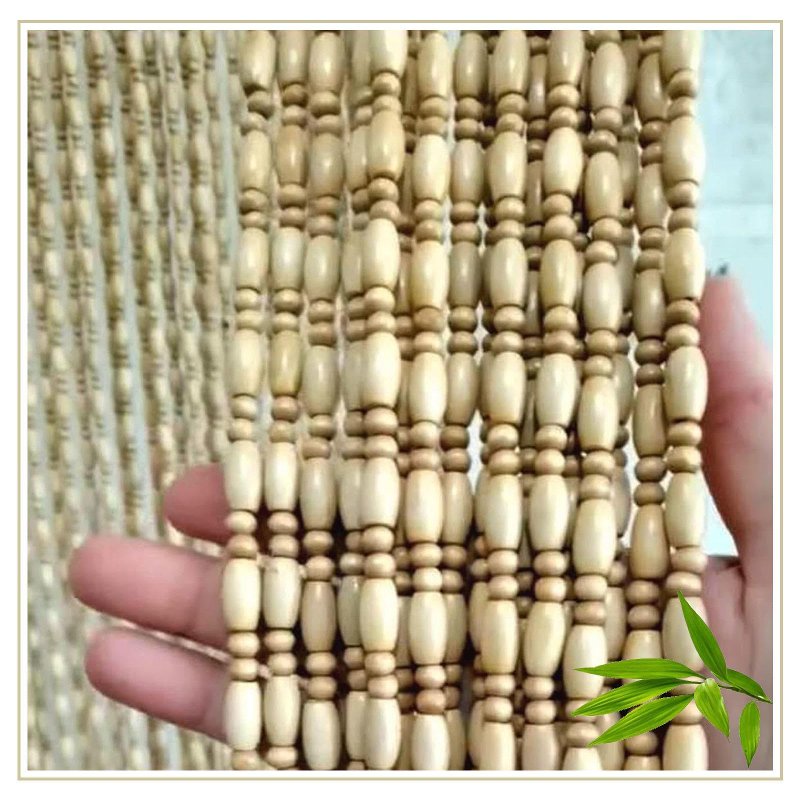Xrdbfd Bead Curtain for Door, 70x120/90x150/120x200cm Natural Bamboo Wood Bead Door Curtain, Hanging Decorative Doorway Curtain, Anti-fly Partition Curtain,55strands-110x200cm