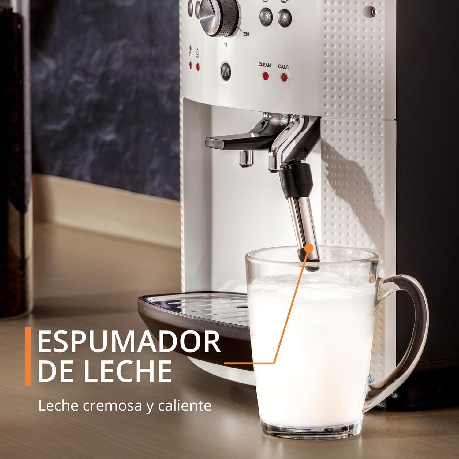 Krups Roma, Cafetera superautomática, Depósito de agua 1,6 L, 3 niveles de temperatura, 3 niveles de intensidad, 15 bares, Molinillo cónico de metal, Panel de control fácil, Blanca, EA8105