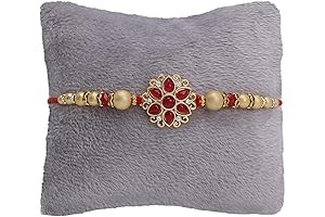 Delightful Single Rakhi for Brother with Heartfelt Greeting Card