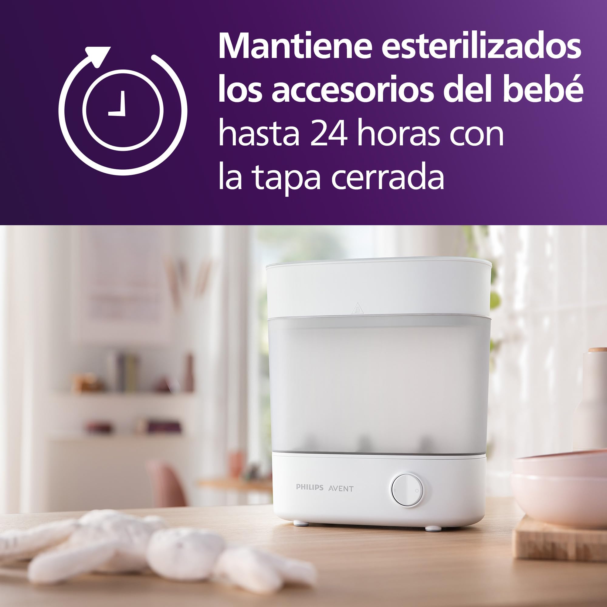 Philips Avent Esterilizador De Botellas Eléctrico A Vapor Para Hasta 6 Biberones, Tetinas Y Accesorios, Diseño Modular, Color Blanco SCF291/00
