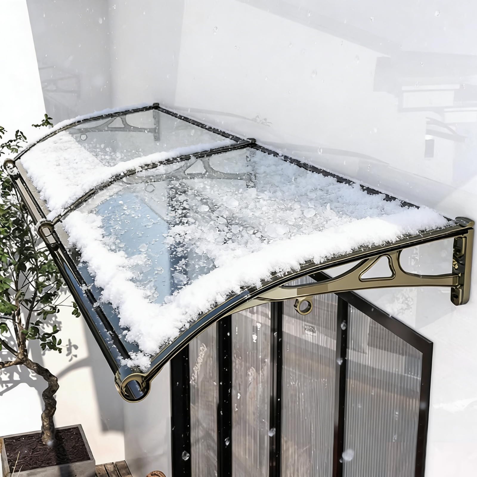 Auvent transparent polycarbonate 100x240 cm marquise de porte extérieure isolation thermique