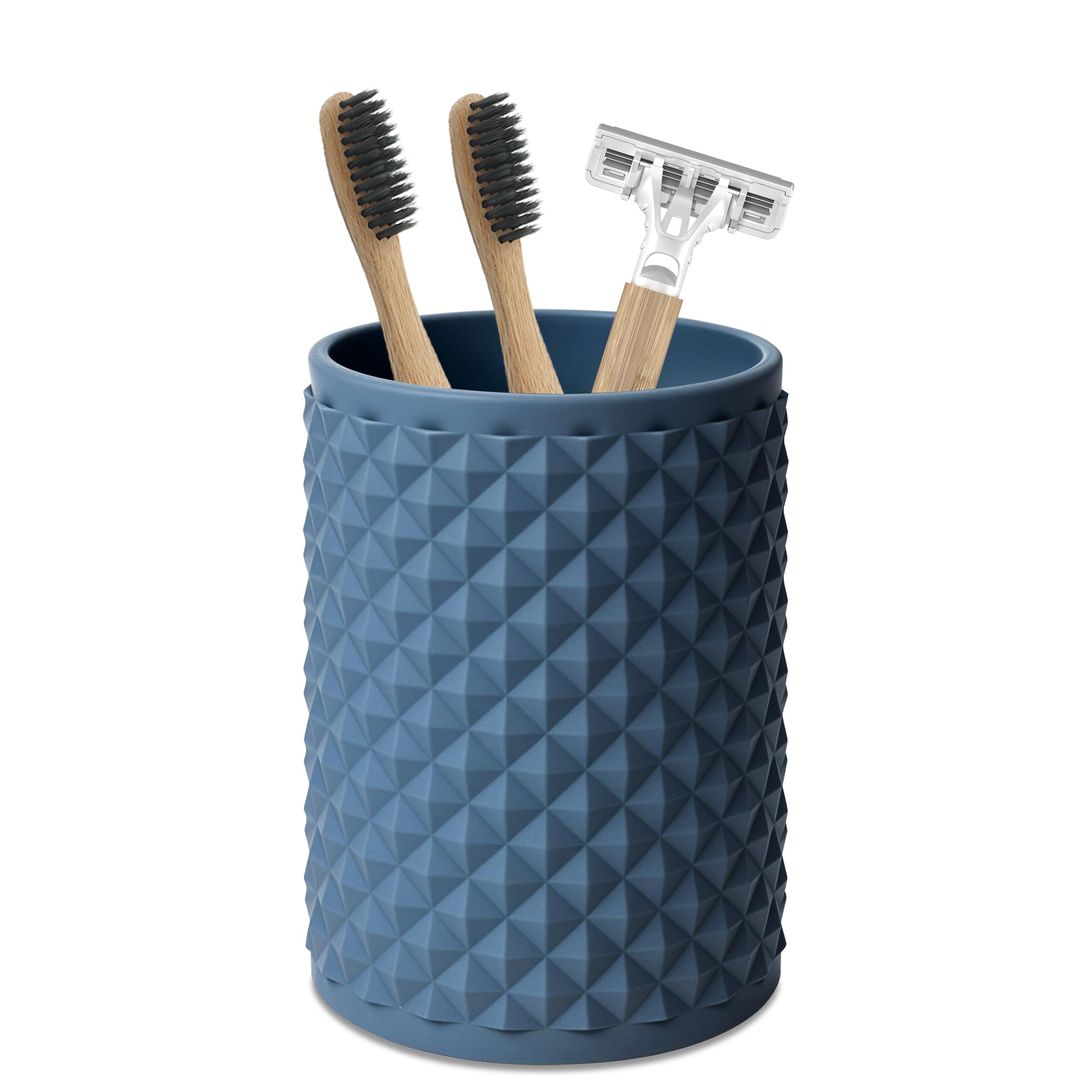 Blue Canyon Figaro Bathroom Tumbler, Toothbrush Holder for Bathroom, Durable Resin Construction, Textured Surface, Portable Bathroom Accessory, Bathroom Cup, Toothbrush Tumbler, Compact, Slate Blue