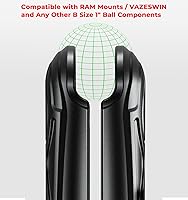 Vista 4 de Brazo de doble enchufe de bola de 1 pulgada, brazo largo de aleación de aluminio de 5.9 pulgadas, compatible con soportes RAM tamaño B componentes