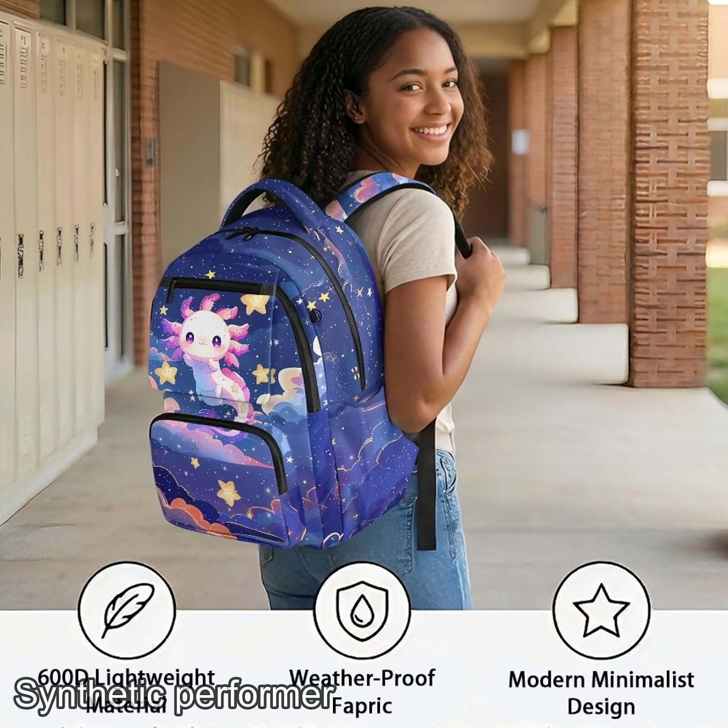 HUGS IDEA Girls Backpack Cute Bookbag for Girls with Padded Straps Front Zipper Pocket Dual Side Pockets for School image 4