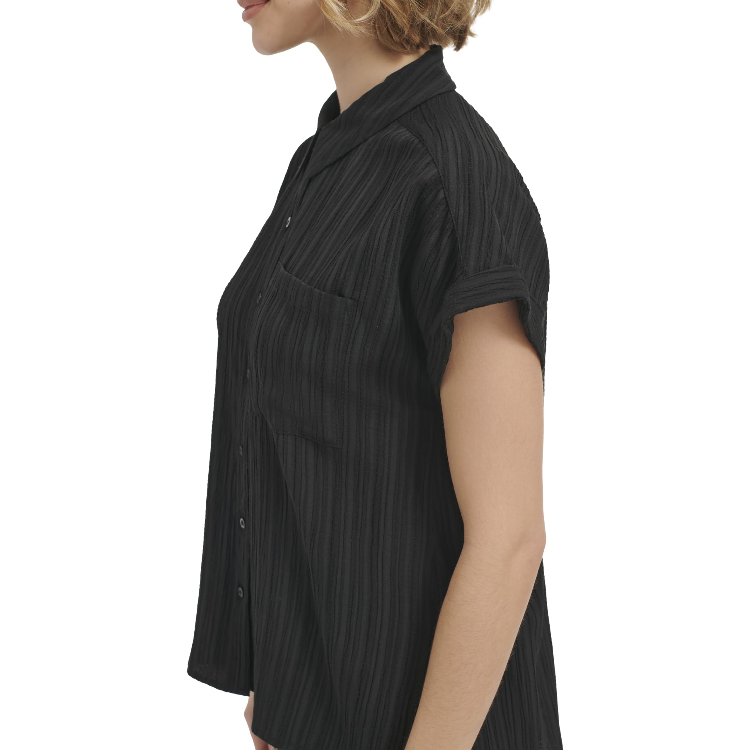 Calvin Klein with Collar Button Up Short Sleeve Blouse Camicetta a Maniche Corte con Bottoni e Colletto Donna