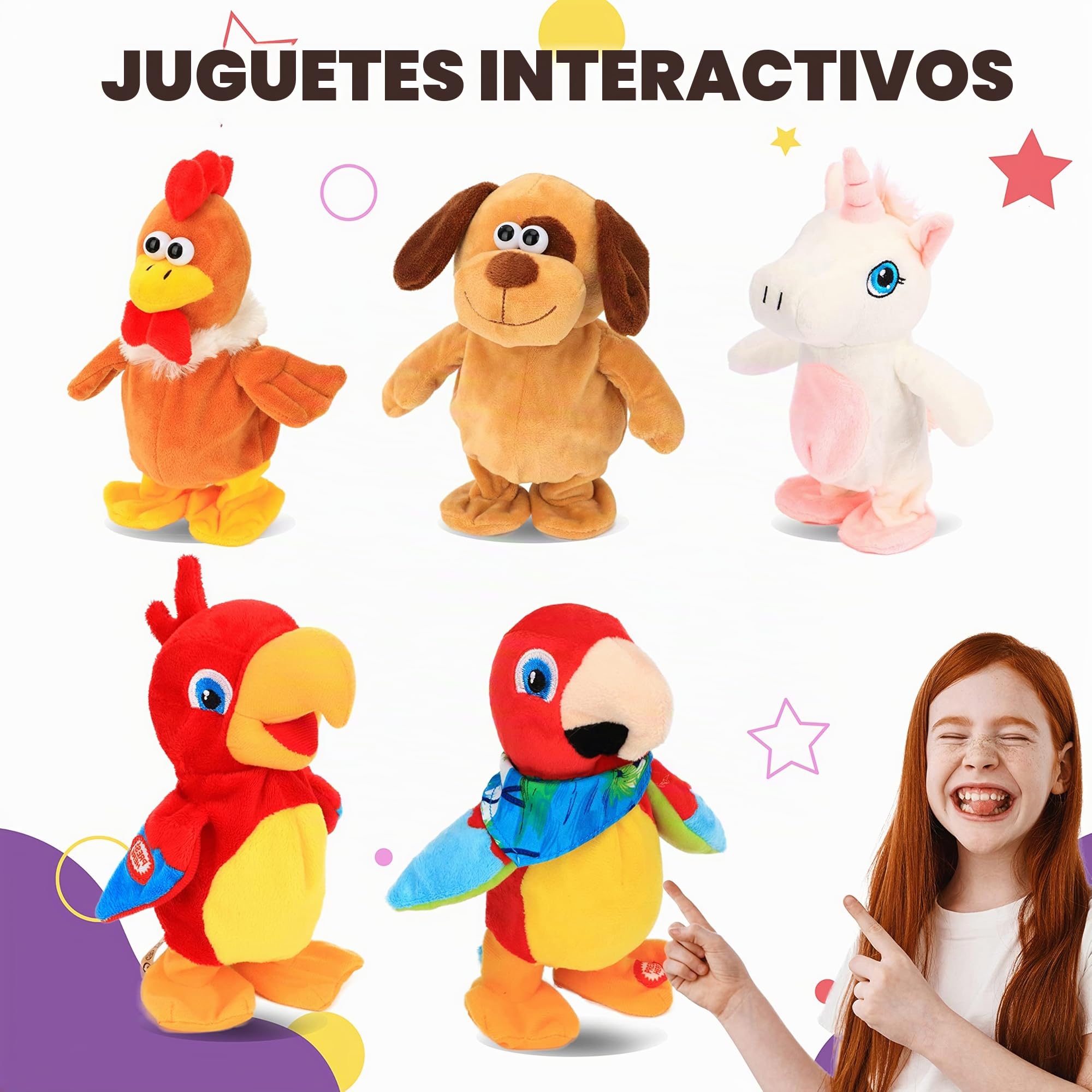Hopearl loro parlante repite lo dicho constantemente, juguete eléctrico interactivo animado, juguete de peluche parlante, fiesta de cumpleaños para niños pequeños, 20 cm