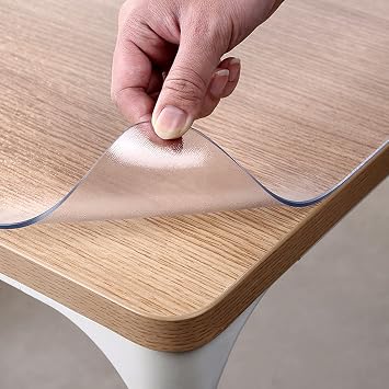 Table Protector PVC Table Cover,Frosted Glass Soft Cloth,2mm Transparent Tablecloth,Wipe Clean Coffee Table Mat,Waterproof,Heat Resistant,Rectangular,100100cm/39.439.4in